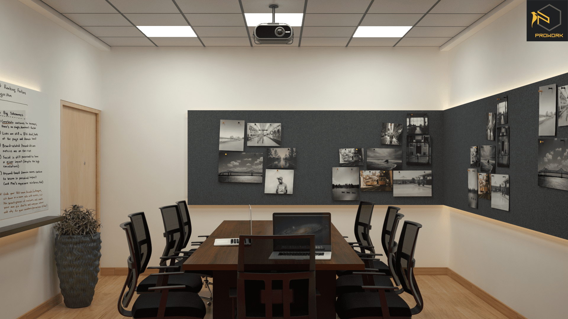 Conference room with boardroom table